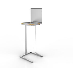 Side hinge foot operated polybag holder