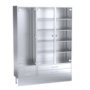 Stainless Steel Cupboard With Glass Doors